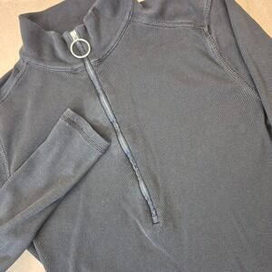Ralph Lauren Half Zip‎ Pullover Top Women's Medium Black Cotton